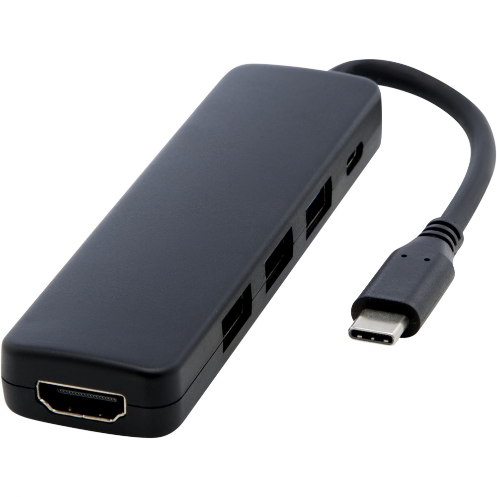 Logo trade promotional gifts picture of: Loop RCS recycled plastic multimedia adapter USB 2.0-3.0 with HDMI port