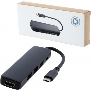 Logo trade promotional gifts picture of: Loop RCS recycled plastic multimedia adapter USB 2.0-3.0 with HDMI port