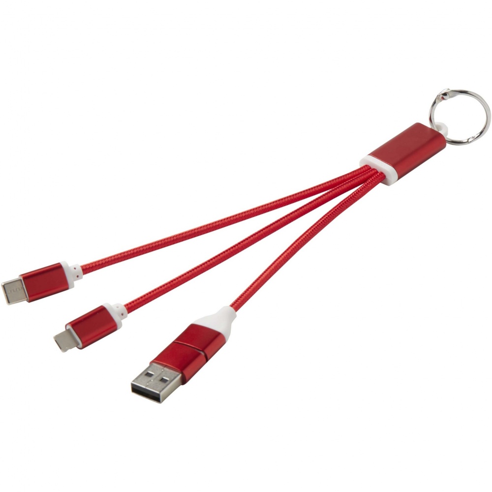Logotrade promotional product picture of: Metal 4-in-1 recycled aluminium charging cable with keychain