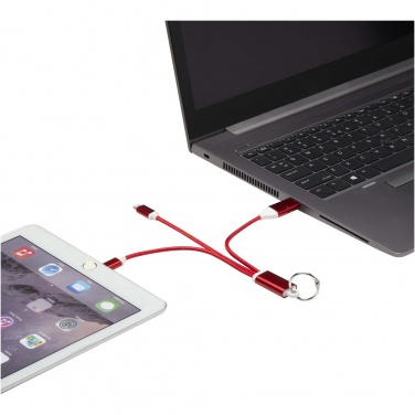 Logo trade advertising product photo of: Metal 4-in-1 recycled aluminium charging cable with keychain