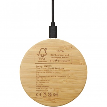 Logo trade promotional item photo of: Essence 15W bamboo wireless charging pad