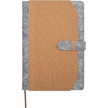 Logotrade promotional item image of: Viviana A5 recycled felt and cork notebook
