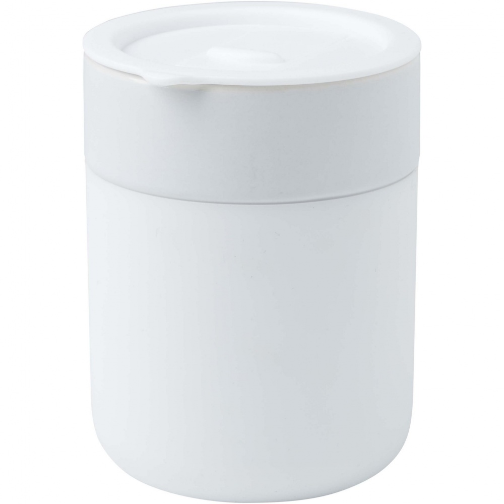 Logo trade promotional item photo of: Java 330 ml ceramic tumbler with silicone wrap and plastic lid