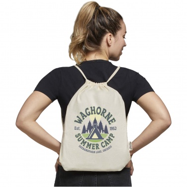 Logotrade promotional giveaway image of: Oregon 140 g/m² GRS recycled cotton drawstring bag