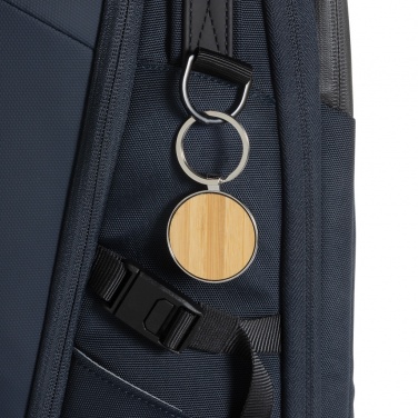 Logo trade promotional gift photo of: RCS recycled zinc alloy round keychain with bamboo