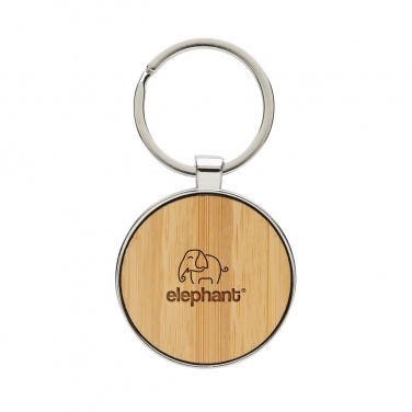Logotrade promotional merchandise photo of: RCS recycled zinc alloy round keychain with bamboo