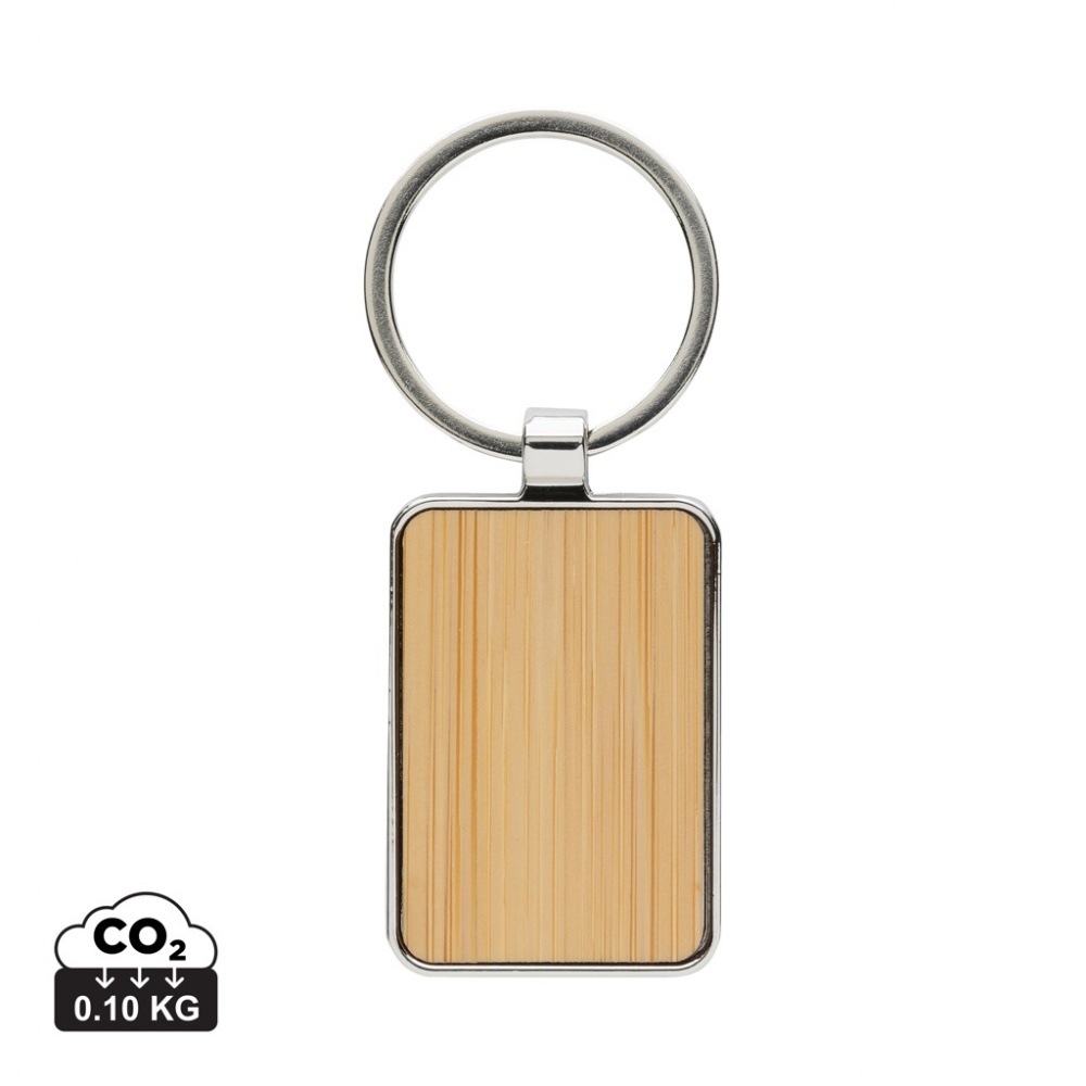 Logo trade promotional products image of: RCS recycled zinc alloy rectangle keychain with bamboo