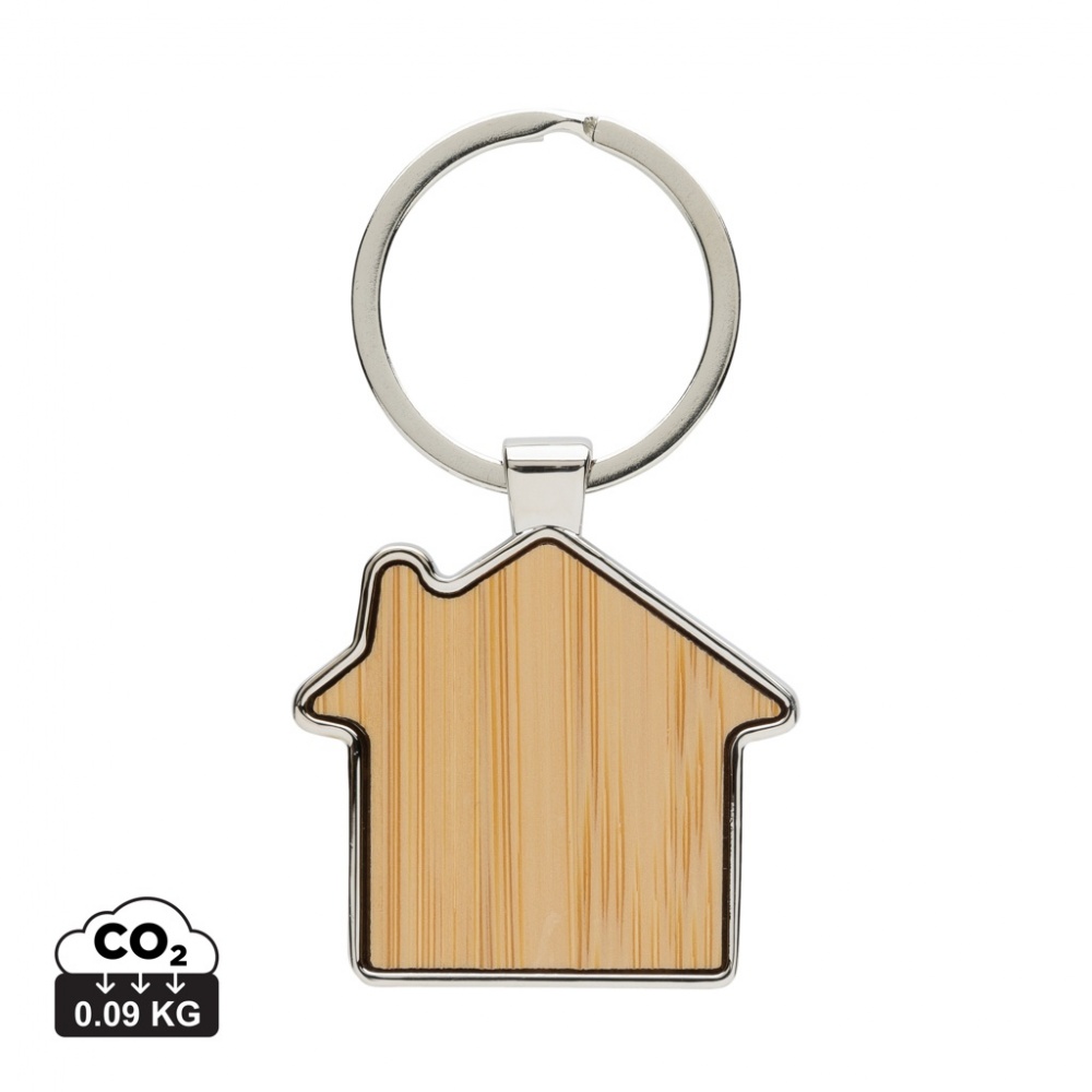 Logo trade promotional giveaway photo of: RCS recycled zinc alloy house keychain with bamboo