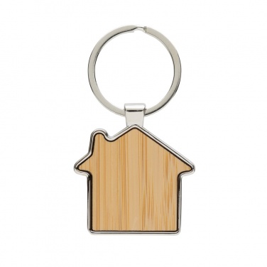 Logotrade advertising products photo of: RCS recycled zinc alloy house keychain with bamboo
