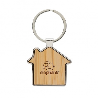 Logo trade business gifts image of: RCS recycled zinc alloy house keychain with bamboo