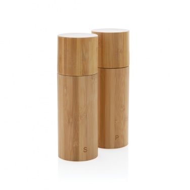 Logo trade promotional giveaways image of: Ukiyo bamboo salt and pepper mill set