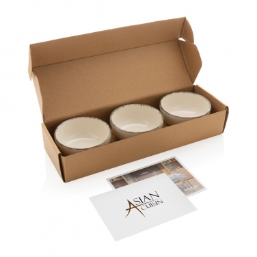Logo trade advertising products image of: Ukiyo 3pc serving bowl set with bamboo tray
