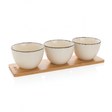 Logo trade advertising products image of: Ukiyo 3pc serving bowl set with bamboo tray