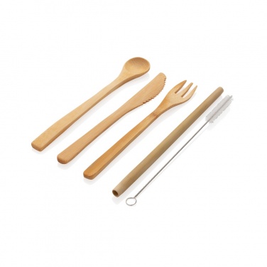 Logo trade promotional giveaways image of: Reusable bamboo travel cutlery set