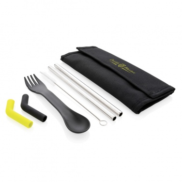 Logo trade promotional merchandise image of: Tierra 2pcs straw and cutlery set in pouch