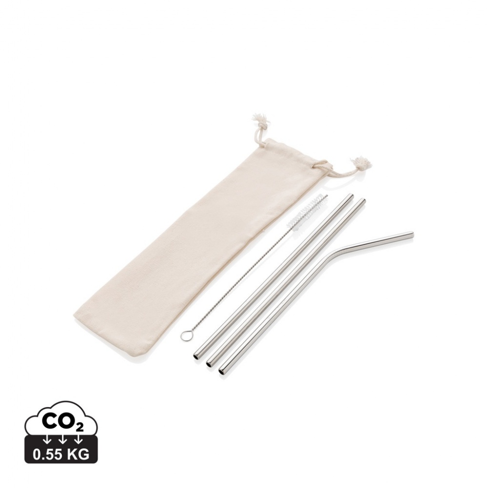 Logotrade promotional item image of: Reusable stainless steel 3 pcs straw set