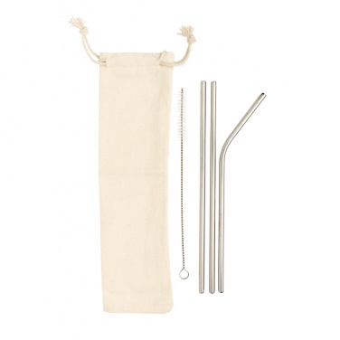 Logo trade promotional gifts picture of: Reusable stainless steel 3 pcs straw set