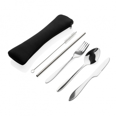 Logotrade promotional item image of: 4 PCS stainless steel re-usable cutlery set