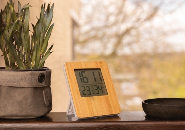 Logo trade promotional products image of: Bamboo weather station