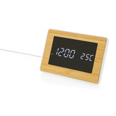 Logo trade promotional merchandise picture of: Utah RCS recycled plastic and bamboo LED clock