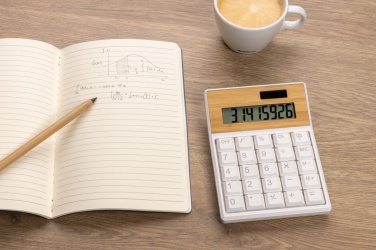 Logo trade promotional item photo of: Utah RCS recycled plastic and  bamboo calculator