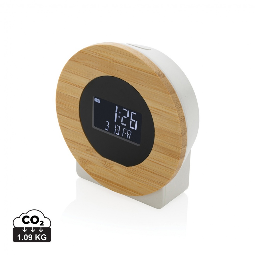 Logo trade promotional giveaways image of: Utah RCS rplastic and bamboo LCD desk clock