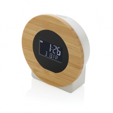 Logo trade promotional merchandise picture of: Utah RCS rplastic and bamboo LCD desk clock