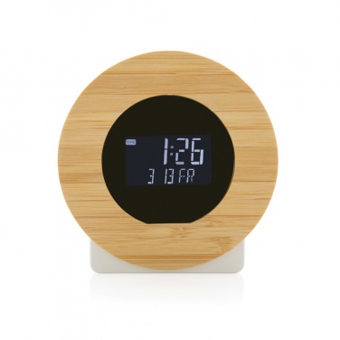 Logo trade corporate gifts image of: Utah RCS rplastic and bamboo LCD desk clock