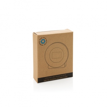 Logo trade promotional merchandise picture of: Utah RCS rplastic and bamboo LCD desk clock