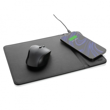 Logo trade promotional merchandise picture of: Swiss Peak RCS recycled PU 10W wireless charging mousepad