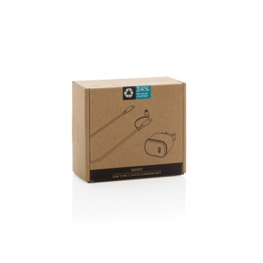 Logotrade business gift image of: Boost RCS reycled PET 20W type C 2 pcs charging set