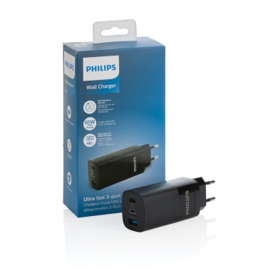Logotrade promotional item picture of: Philips 65W ultra fast PD 3-port USB wall charger