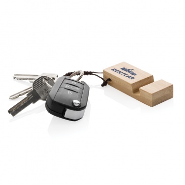 Logotrade promotional merchandise picture of: Standkey bamboo keychain phone stand