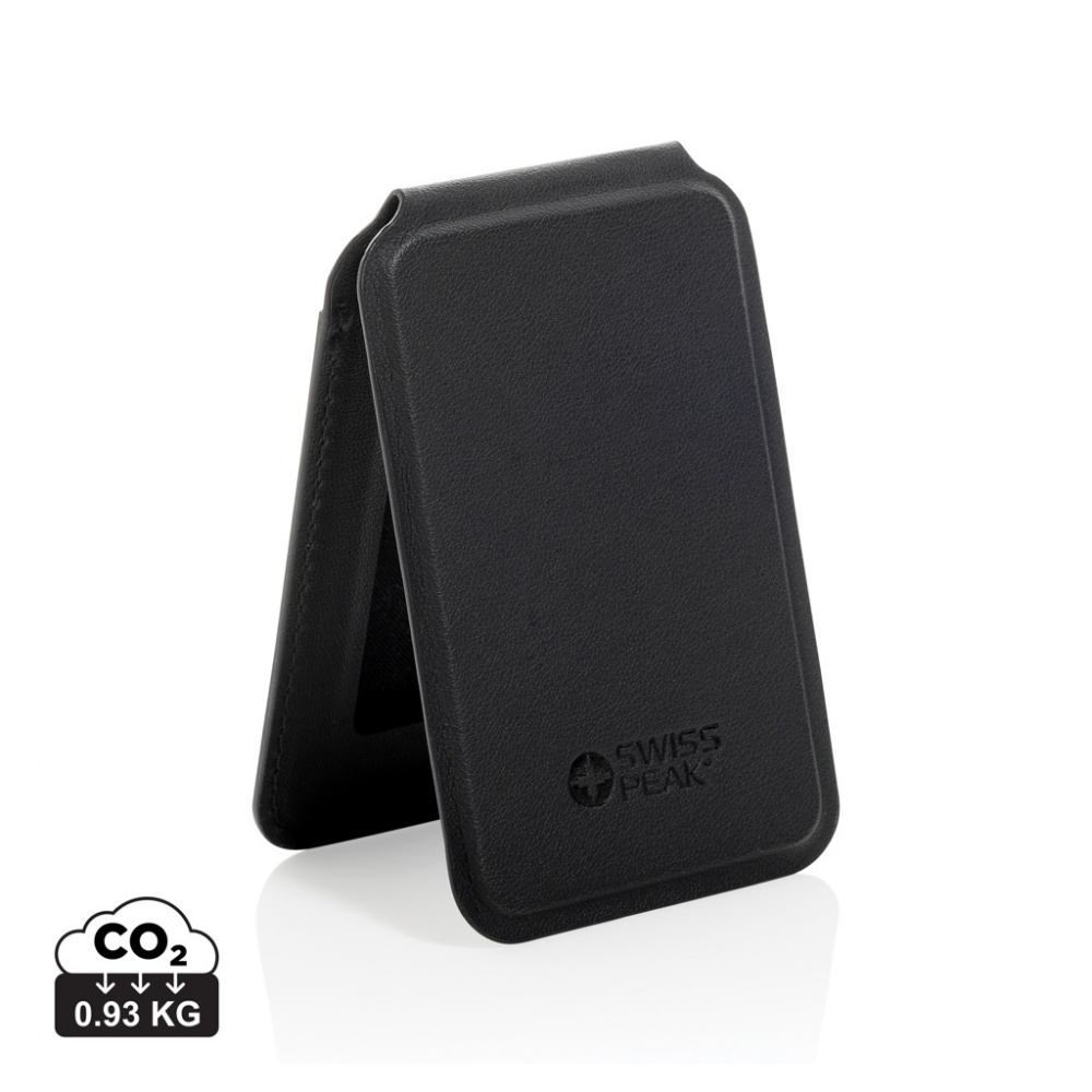 Logo trade promotional giveaways image of: Magstand RCS recycled PU magnetic phone wallet with stand