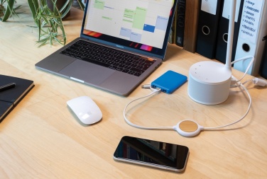 Logotrade promotional merchandise picture of: 3-in-1 cable with 5W bamboo wireless charger