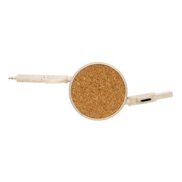Logotrade promotional item picture of: Cork and Wheat 6-in-1 retractable cable