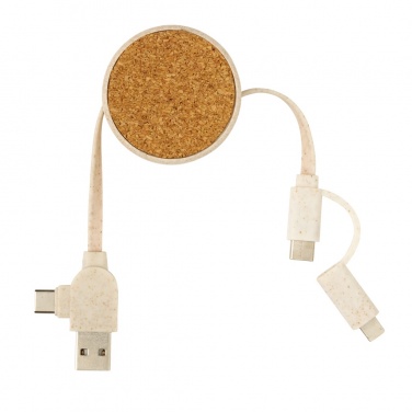Logotrade advertising product picture of: Cork and Wheat 6-in-1 retractable cable
