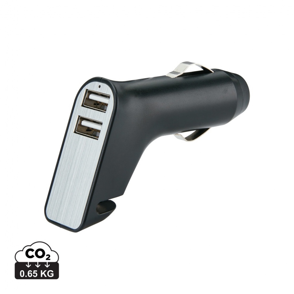 Logotrade corporate gift image of: Dual port car charger with belt cutter and hammer