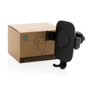 Logo trade promotional items image of: RCS recycled plastic 10W wireless charging car holder