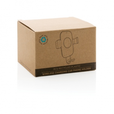 Logo trade promotional merchandise image of: RCS recycled plastic 10W wireless charging car holder