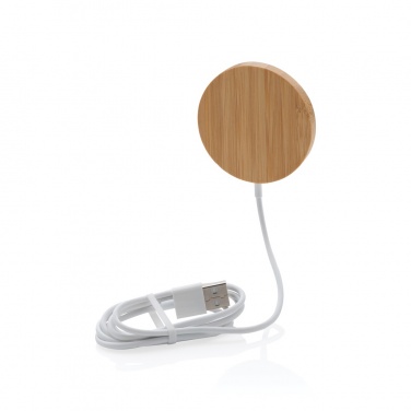 Logo trade promotional giveaways image of: 10W bamboo magnetic wireless charger