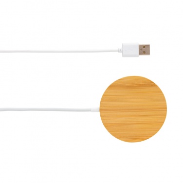Logo trade promotional giveaways picture of: 10W bamboo magnetic wireless charger