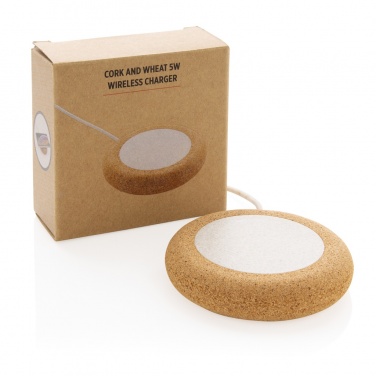 Logo trade promotional items image of: Cork and Wheat 5W wireless charger