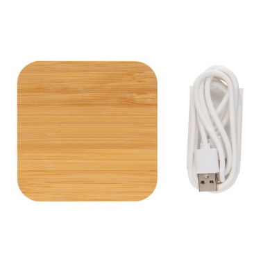 Logotrade business gift image of: Bamboo 5W wireless charger with USB
