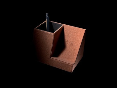 Logo trade promotional item photo of: Cork pen holder and 5W wireless charger