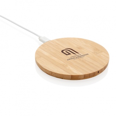 Logotrade promotional giveaway picture of: Bamboo 5W round wireless charger
