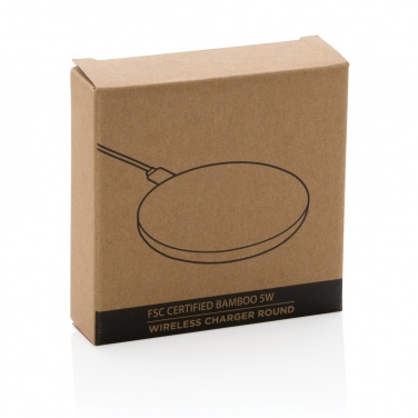 Logo trade promotional items picture of: Bamboo 5W round wireless charger