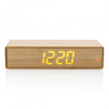 Logotrade corporate gift picture of: Bamboo alarm clock with 5W wireless charger