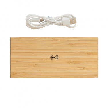 Logo trade promotional item photo of: Bamboo alarm clock with 5W wireless charger