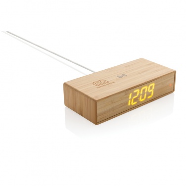 Logotrade corporate gift picture of: Bamboo alarm clock with 5W wireless charger